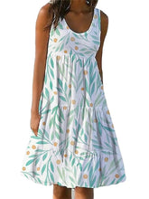Women‘s Sleeveless Print Beach Holiday U Neck Casual Dress